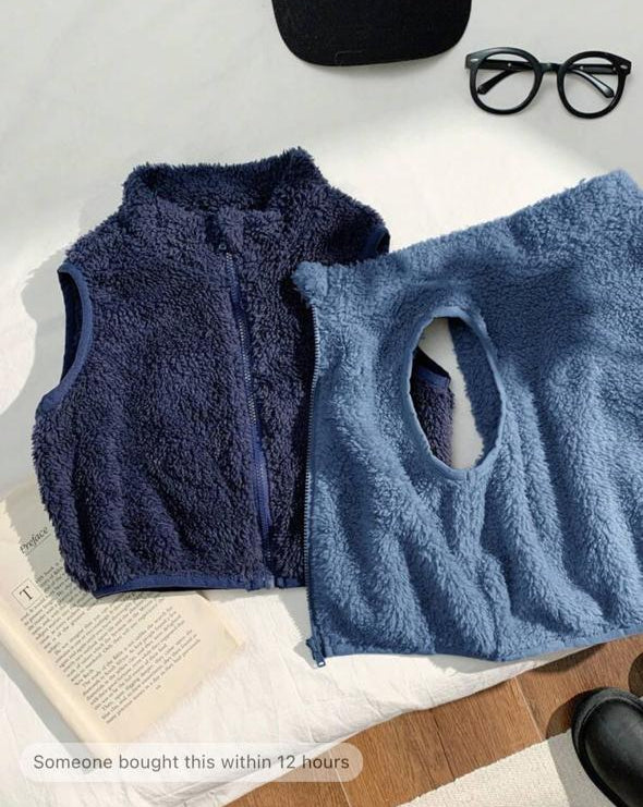 Shein Furry navy Blue Vest Coat