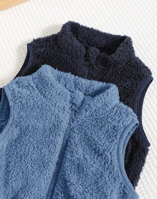 Shein Furry navy Blue Vest Coat