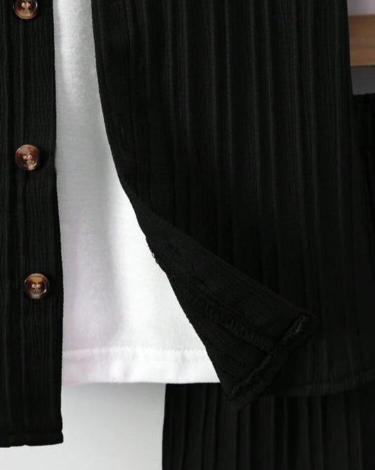 Shein Solid Black Coloured Shirt & Short Set