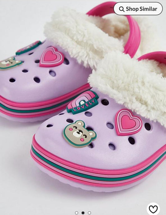 George Lilac Faux Fur Lined Clogs