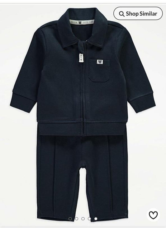George Navy Bear Zip up Jacket With Trouser Set