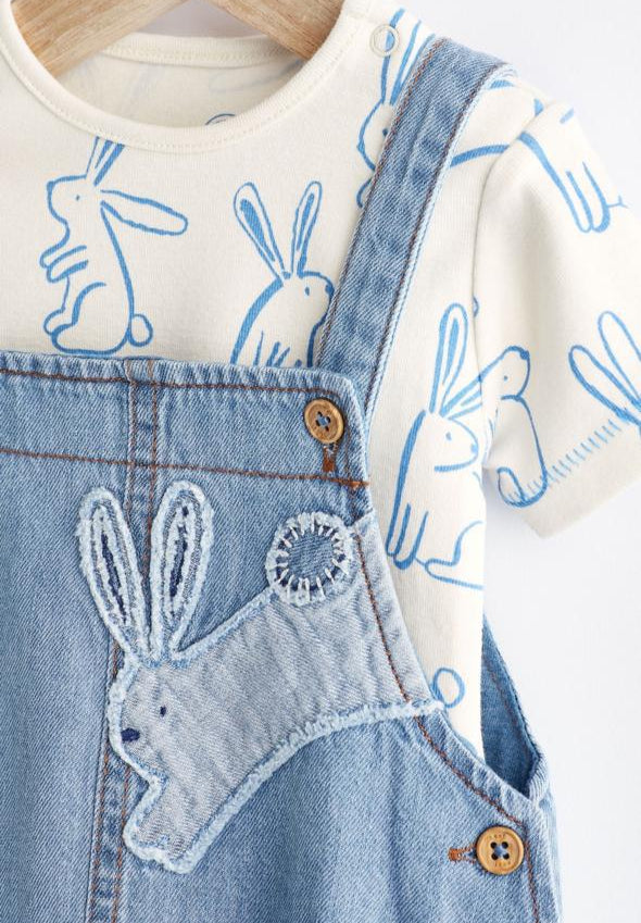 Next Appliquéd Bunny Dungarees