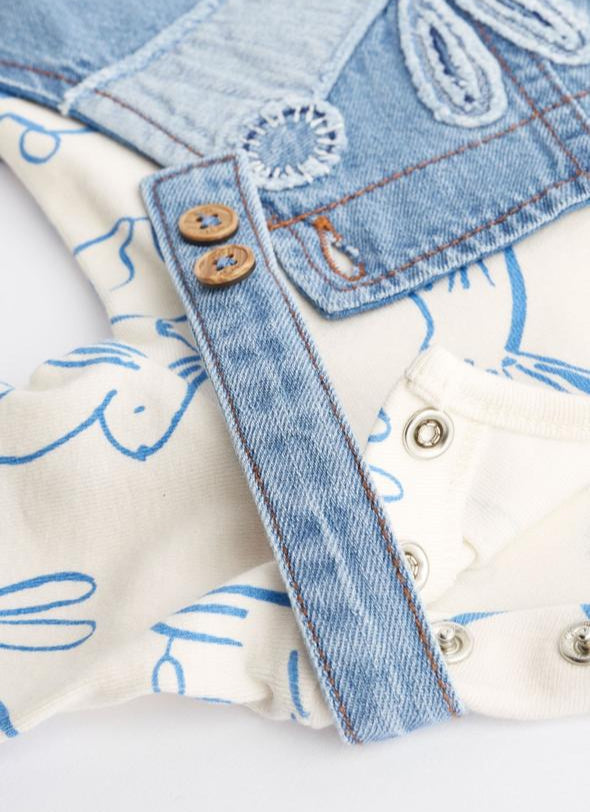 Next Appliquéd Bunny Dungarees
