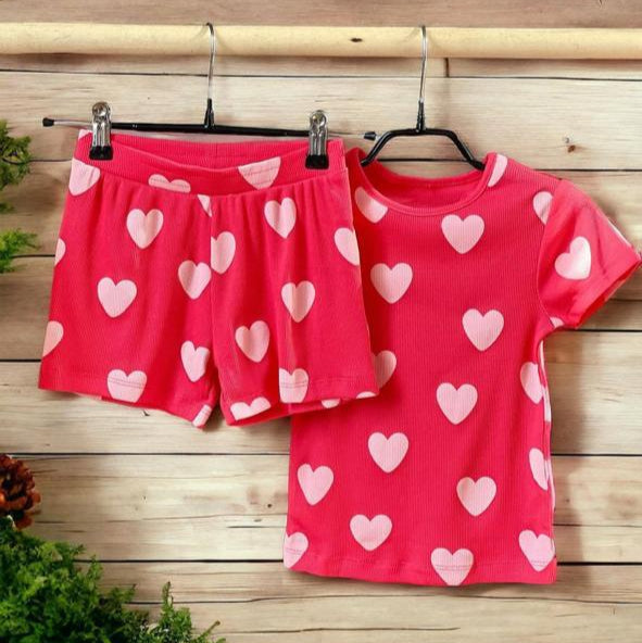 George Printed Hearts Shirt & Shorts Set