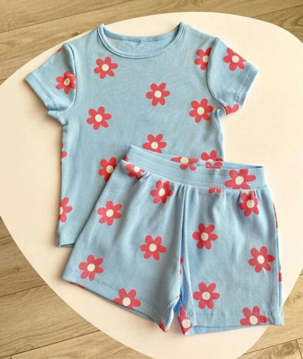 George Ribbed pink Floral Shirt & Shorts Set