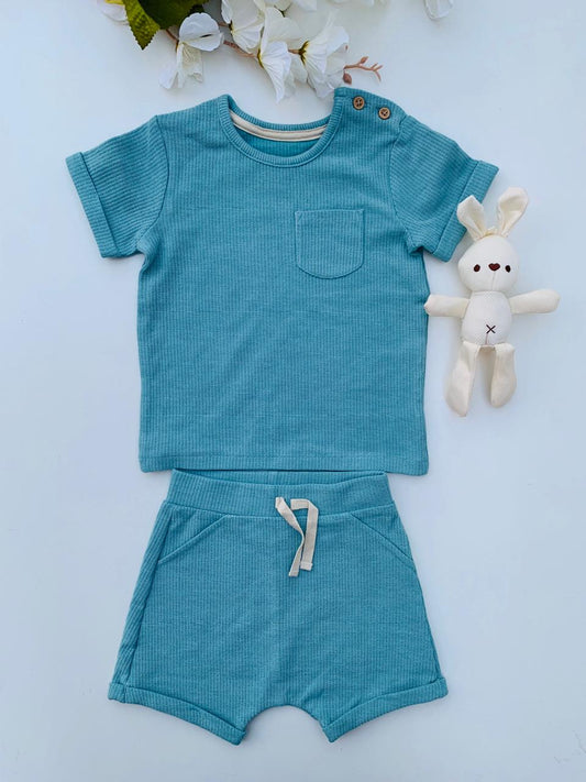 George Ribbed Shirt & Shorts Set