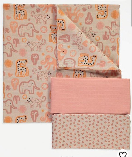 George Safari Pack of 3 Muslin Squares