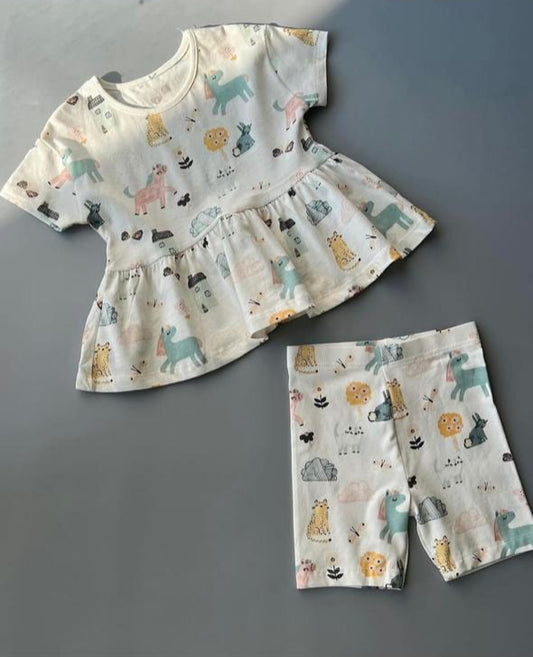 George Printed Unicorn Shirt & Shorts Set