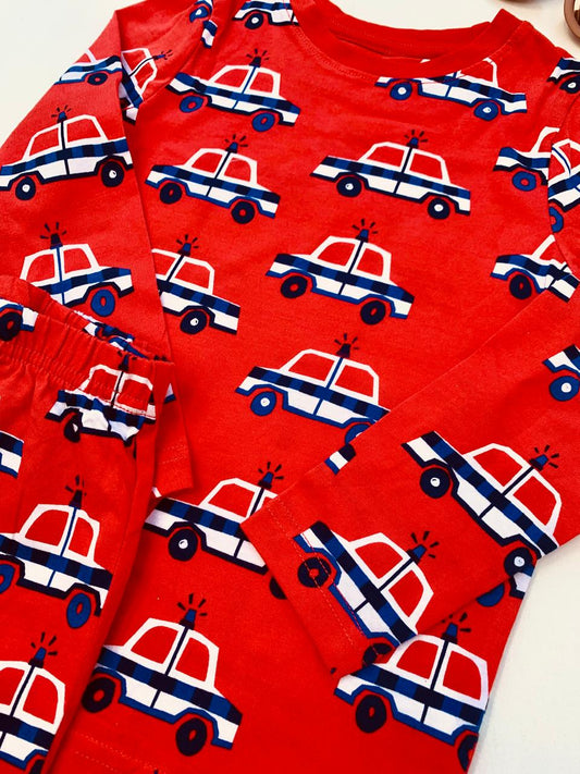 George Police Cars on Red Shirt & Trouser