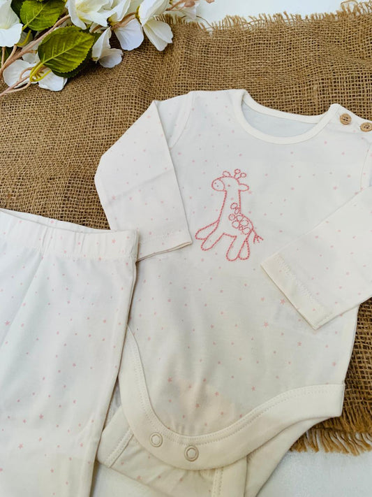 George Embroided Giraffe Bodysuit with Trouser Set