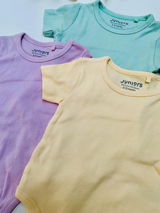 Juniors Pack of 3 Ribbed Bodysuits