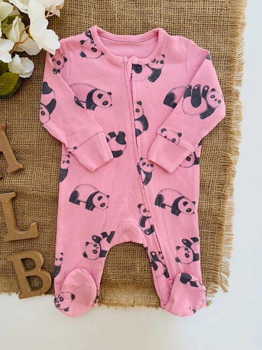 George Ribbed all over Pandas Sleepsuit