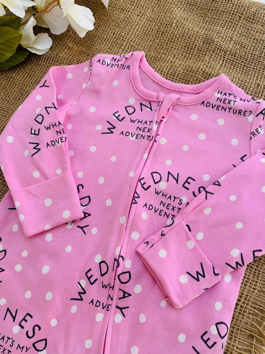 George “WEDNESDAY,What's my next Adventure” Zipped Sleepsuit