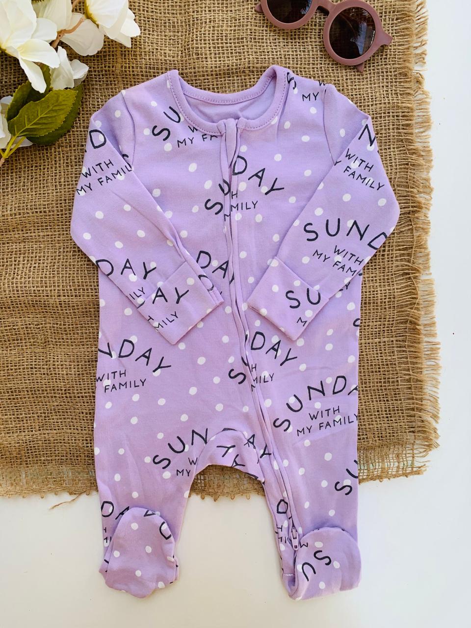 George “ SUNDAY with my Family” Zipped Sleepsuit