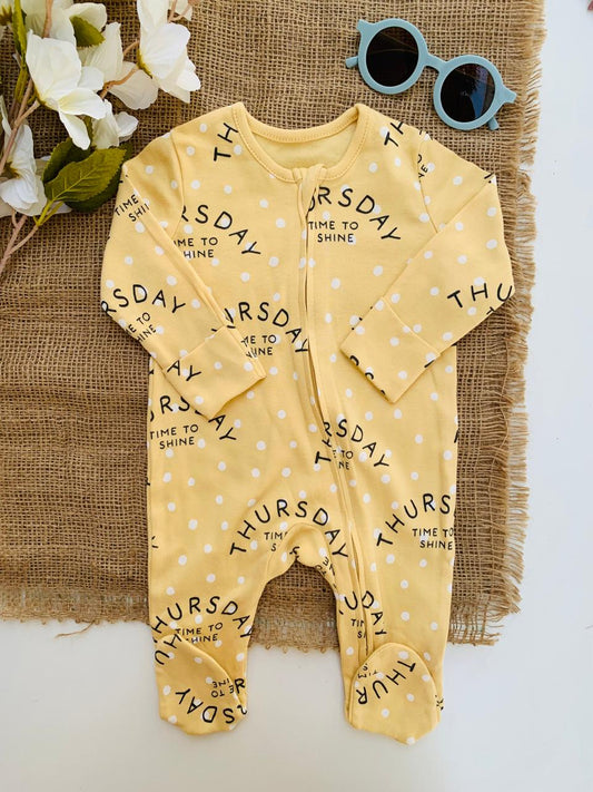 George “THURSDAY, Time to Shine” Zipped Sleepsuit