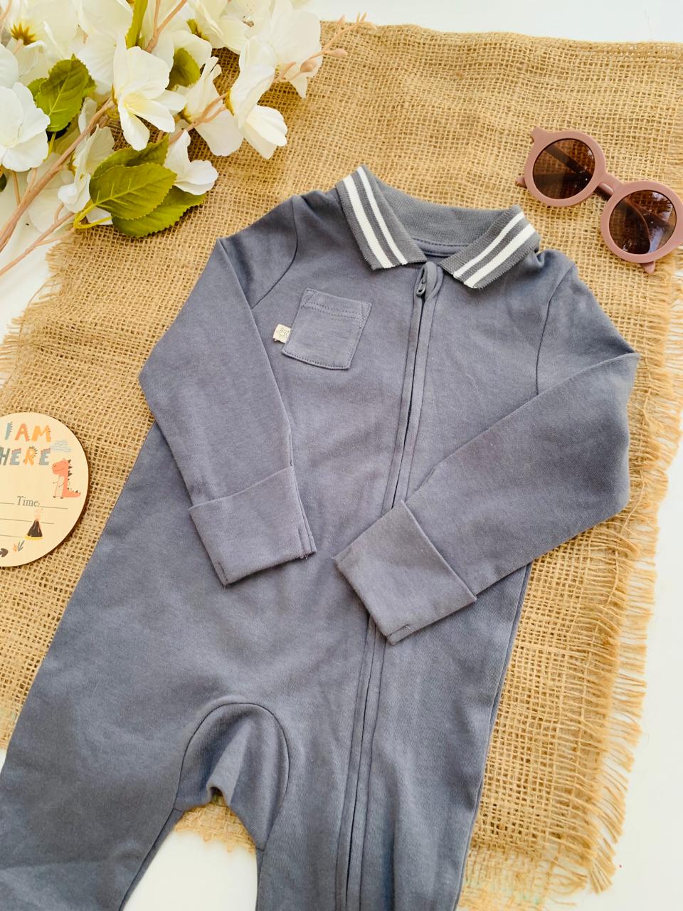 Tu Clothing zipped Grey Polo Sleepsuit