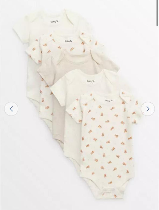 TU Clothing Pack of 5 Bears Print Bodysuits