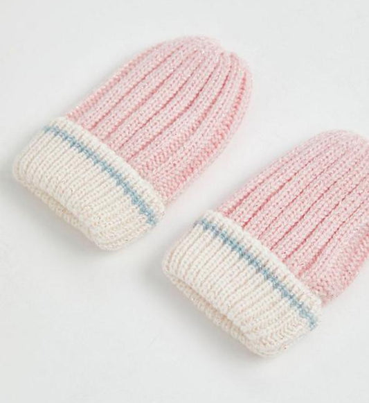 George Pink Shimmer Knitted Cap & Mittens Set