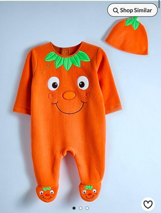 George Pumpkin Fleece Sleepsuit with Cap