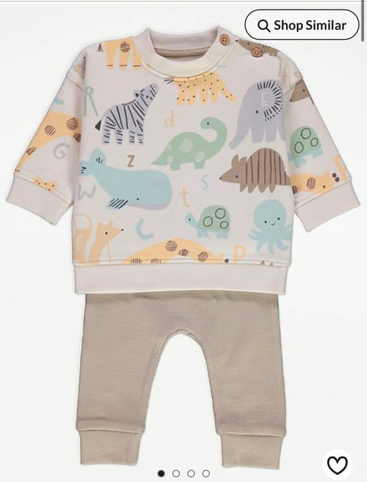 George Neutral Animals Sweatshirt & Joggers Set