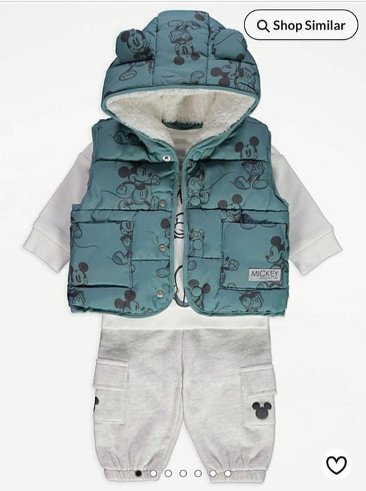 George Mickey Mouse Sweatshirt & Cargo Pants with Puffer Jacket
