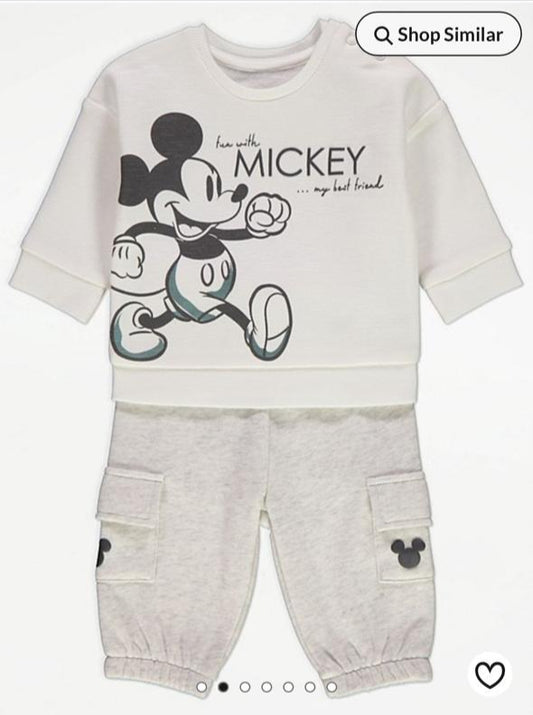 George Mickey Mouse Sweatshirt & Cargo Pants with Puffer Jacket