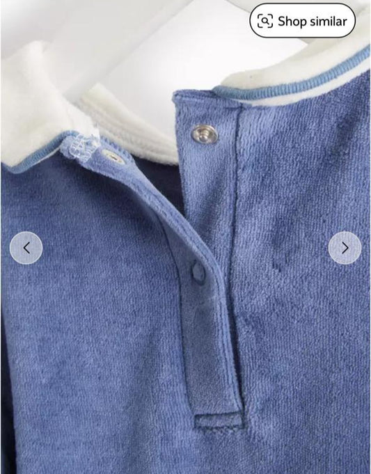 TU Clothing Embroided Bear Velour Sleepsuit