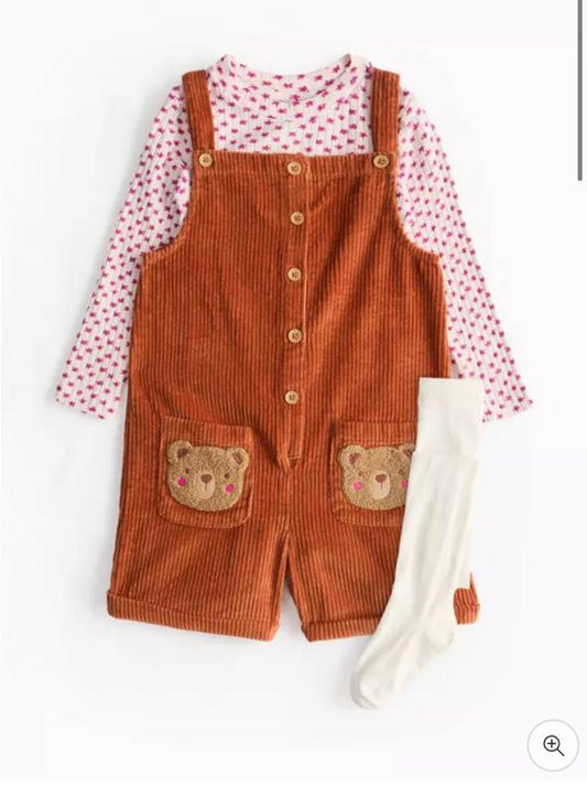 Tu Clothing Top Tight & Corduroy Dungaree Set