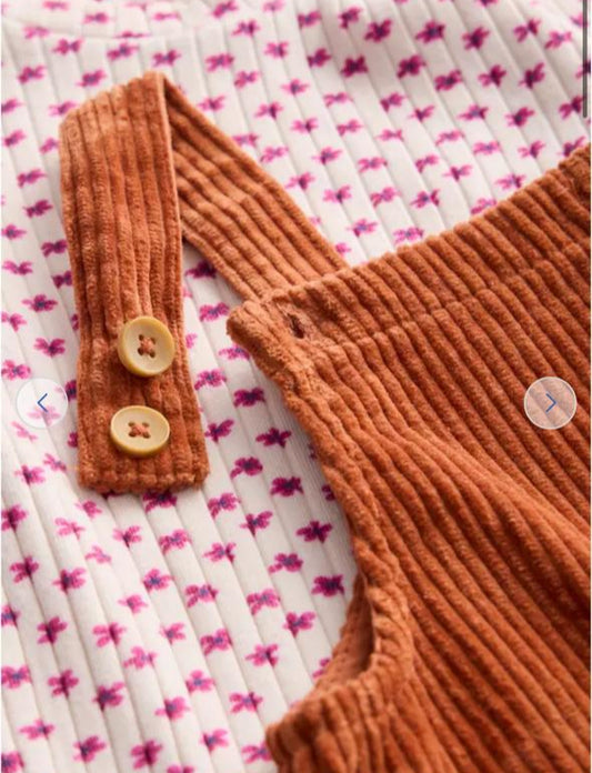 Tu Clothing Top Tight & Corduroy Dungaree Set