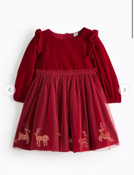 Tu Clothing Velvet Sequin Reindeer Frock