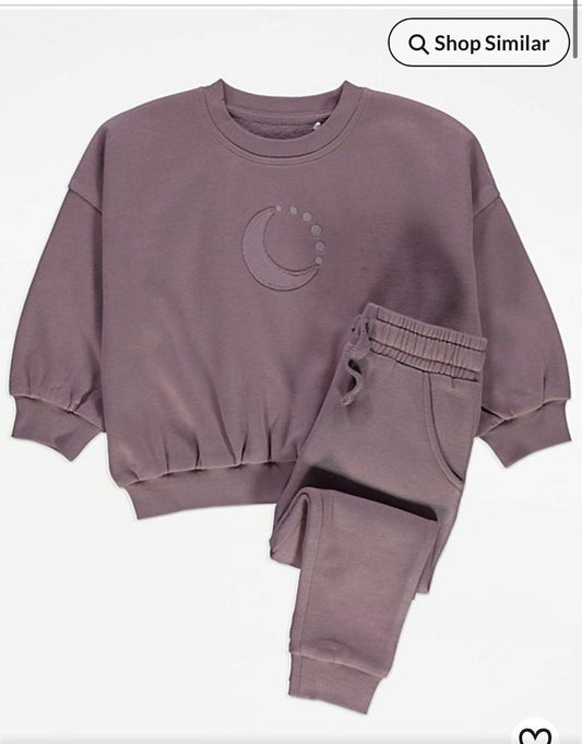 George Mauve Moon Applique Sweatshirt & Trouser Set