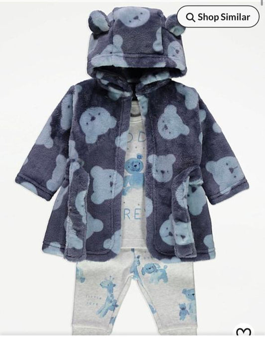 George 3pc Dressing Gown & Pyjamas Set