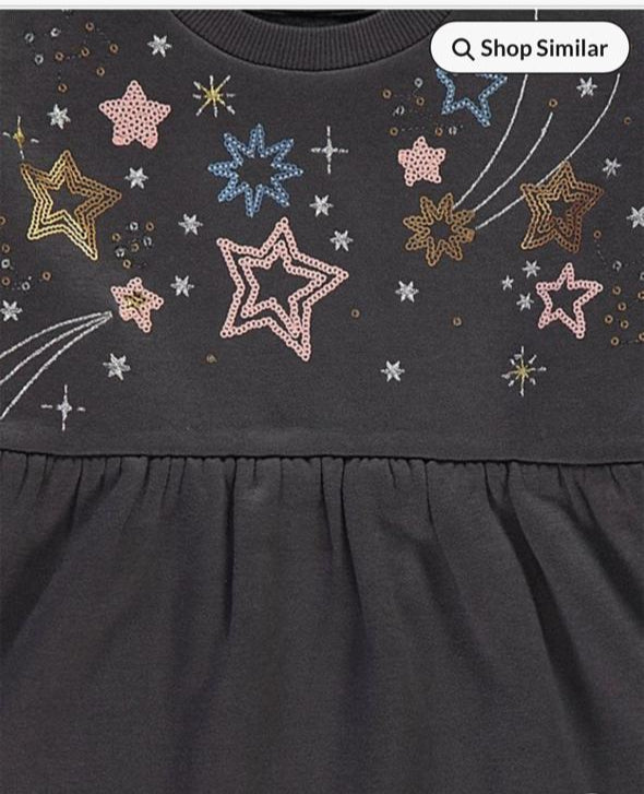 George Charcoal Sequin Star Sweatshirt Dress & Bag Set