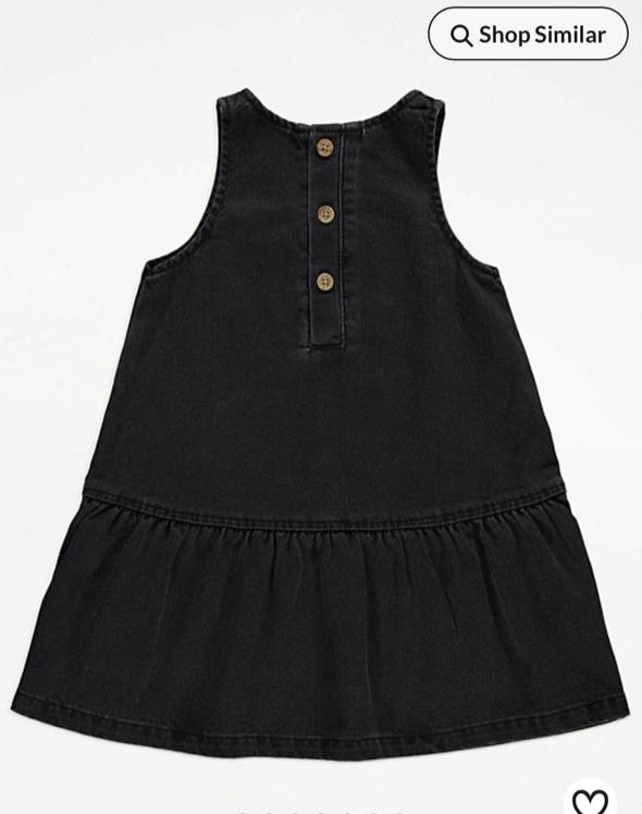 George Cream Striped Top & Denim Frill Pinafore