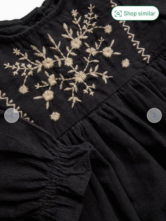 Tu Clothing Black Floral Corduroy Frock with Leggings