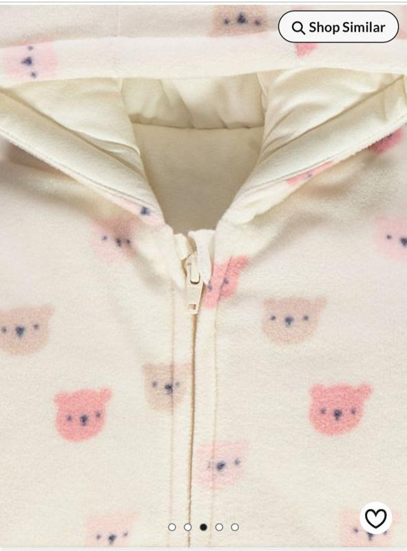 George Cream Bear Fleece 3D Ear Hooded Sleepsuit