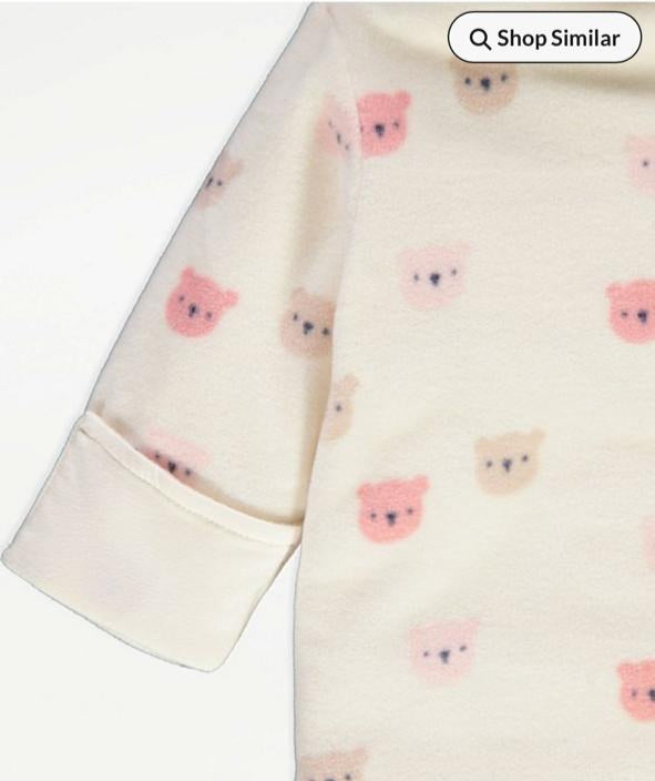 George Cream Bear Fleece 3D Ear Hooded Sleepsuit