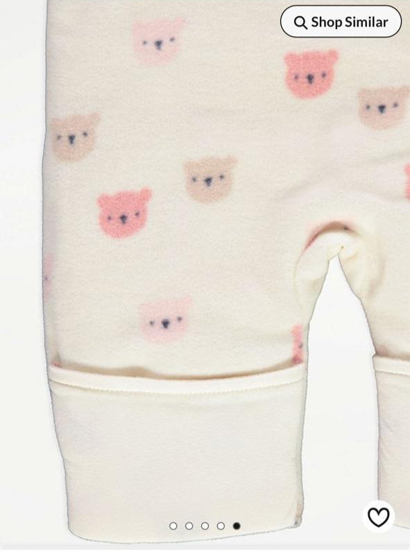 George Cream Bear Fleece 3D Ear Hooded Sleepsuit
