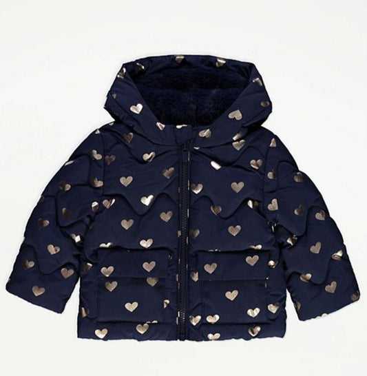 George Printed Silver Hearts Padded jacket