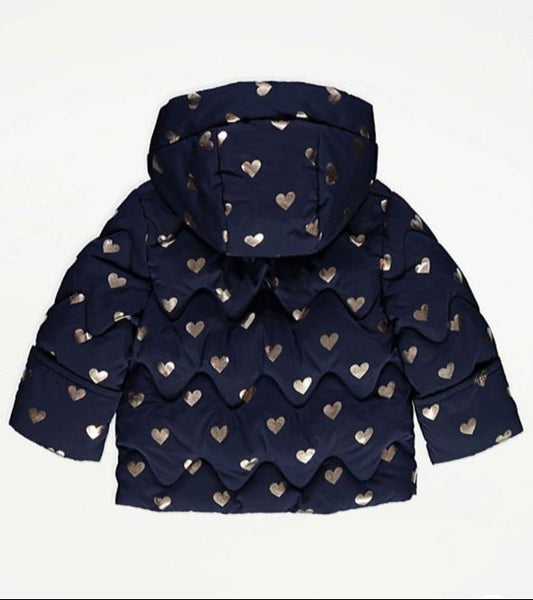 George Printed Silver Hearts Padded jacket