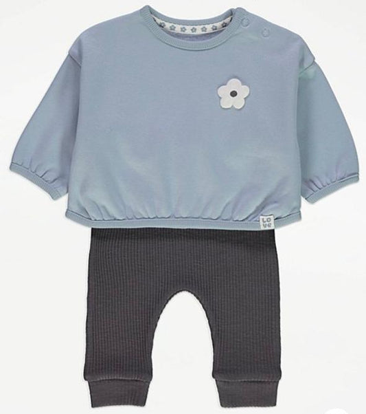 George Embroidered Small flower sweatshirt & Trouser Set