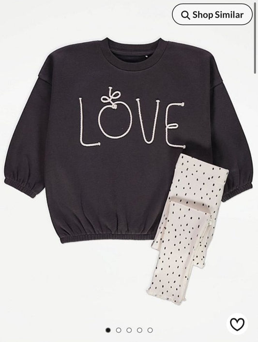 George Charcoal Spotty Love Sweatshirt & Legging Set
