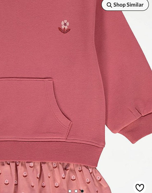 George Dark Pink Flower Frill Hem Sweatshirt