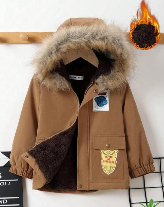 SHEIN Fur Hooded Jacket