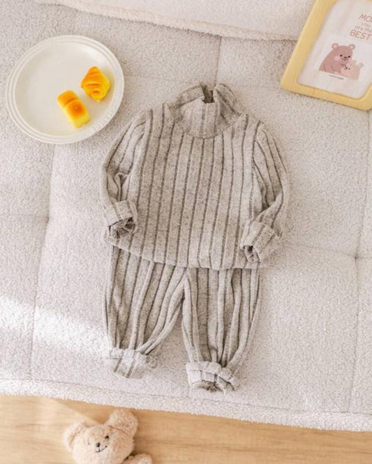 SHEIN Ribbed High Neck & Trouser Set