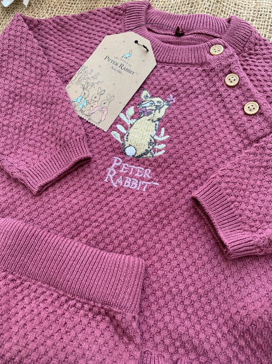 Tu Clothing Peter Rabbit Plum Knitted Shirt & Trouser Set