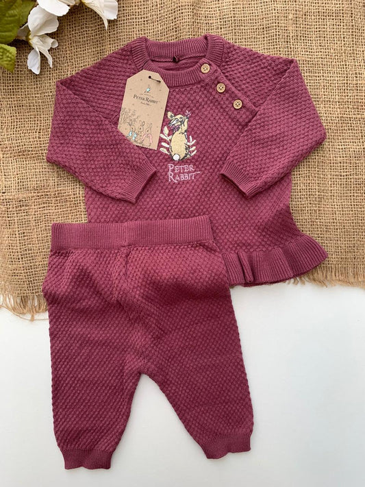 Tu Clothing Peter Rabbit Plum Knitted Shirt & Trouser Set