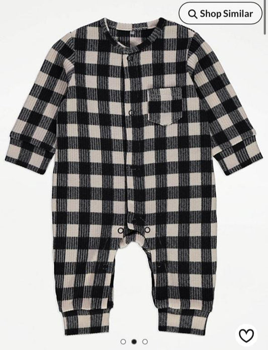 George Checked Ribbed Sleepsuit