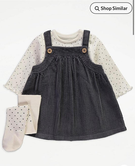 George Corduroy Pinafore Dress with Leggings