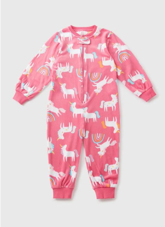 Matalan Printed Unicorn Velour Sleepsuit